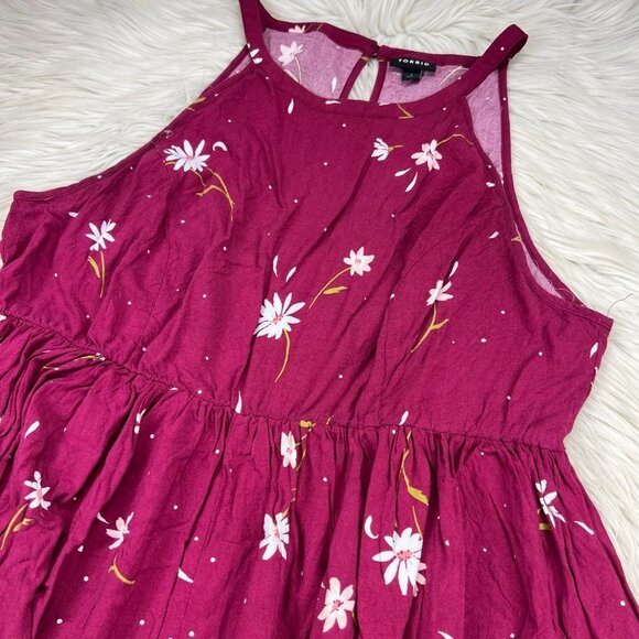 Torrid Floral Challis High Neck Hi-Low Fit Flare Dress - Picture 3 of 8